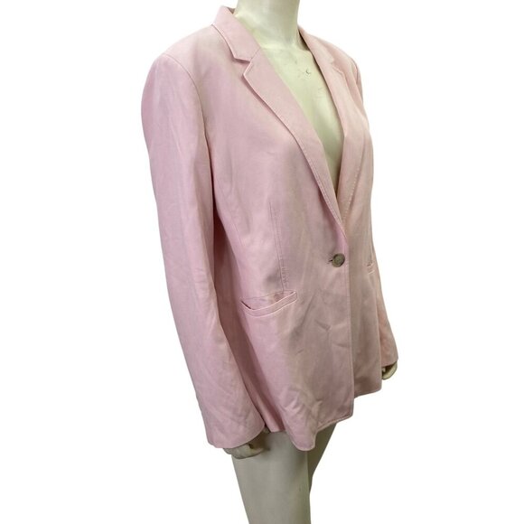 Loft Womens Linen Blend Blazer Single-Button Closure Notch Lapel Sz 14 - Picture 4 of 9
